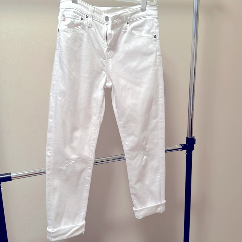AG ex-boyfriend slouchy slim white jeans